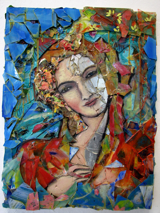 grace1 glass mirrors jewels resin oil on wood 18x 24