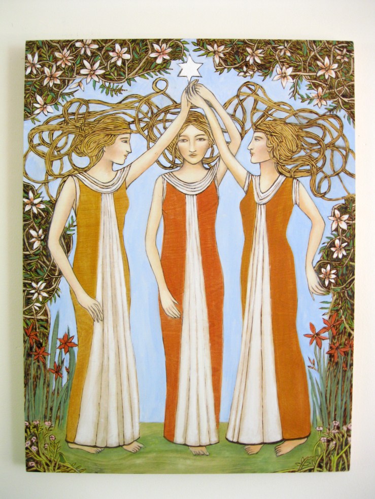 The Graces pyrography