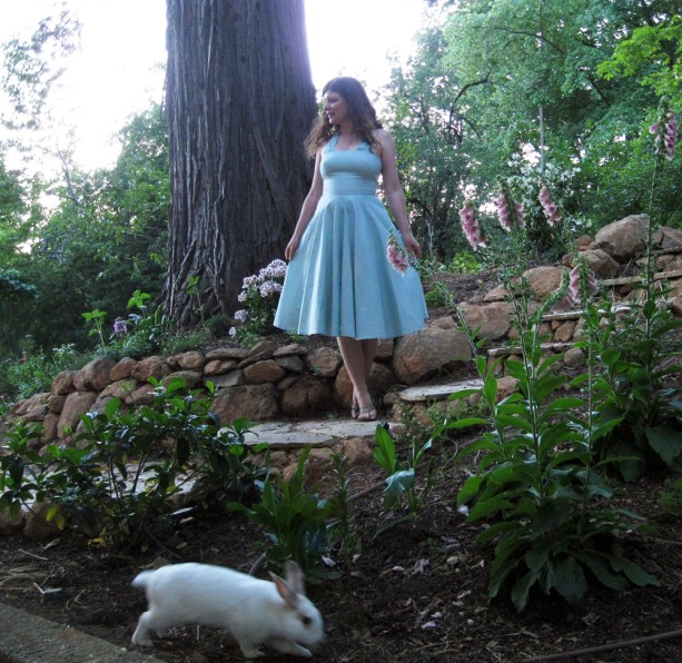 blue halter dress byme